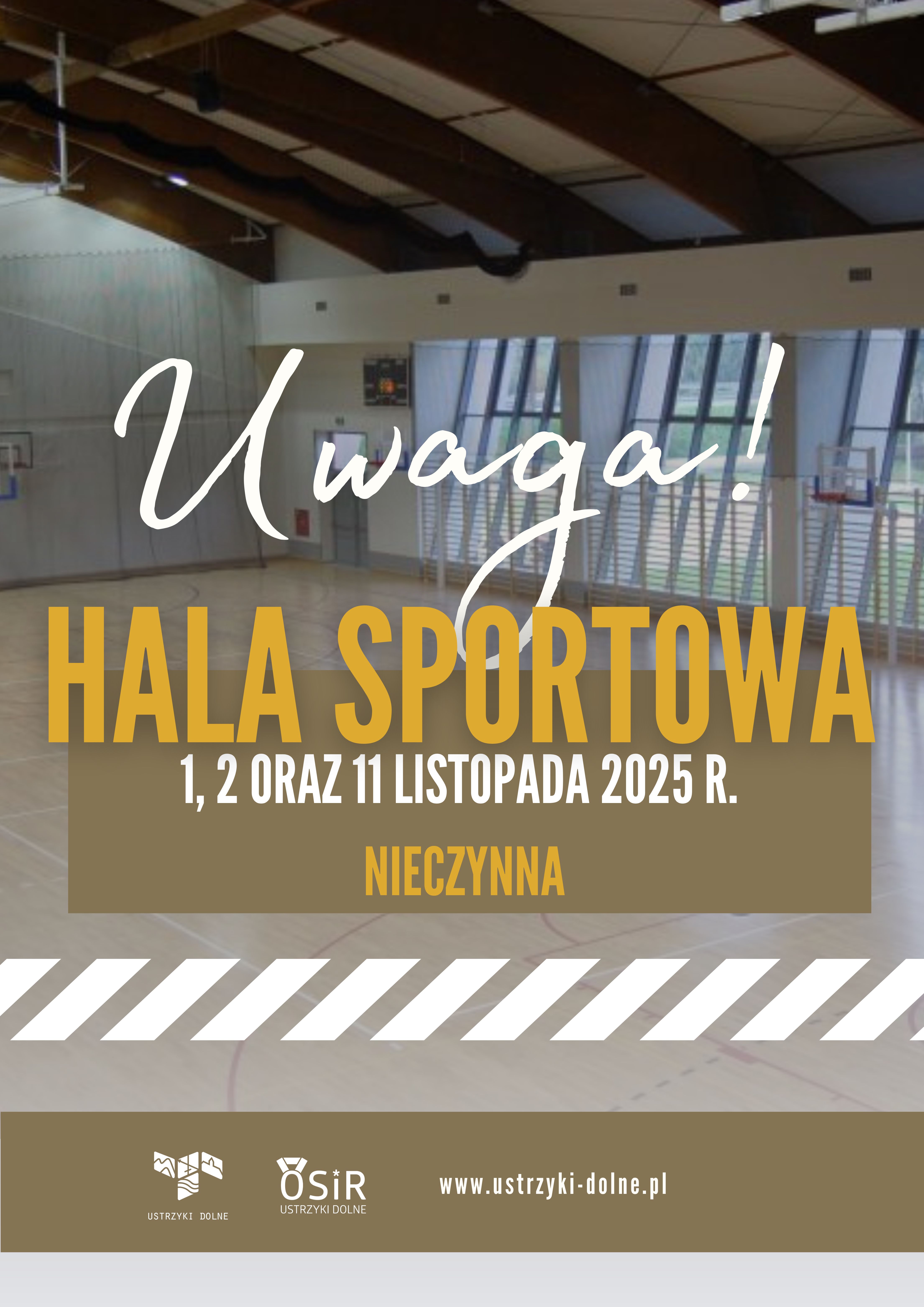 napis na tle Hali Sportowej