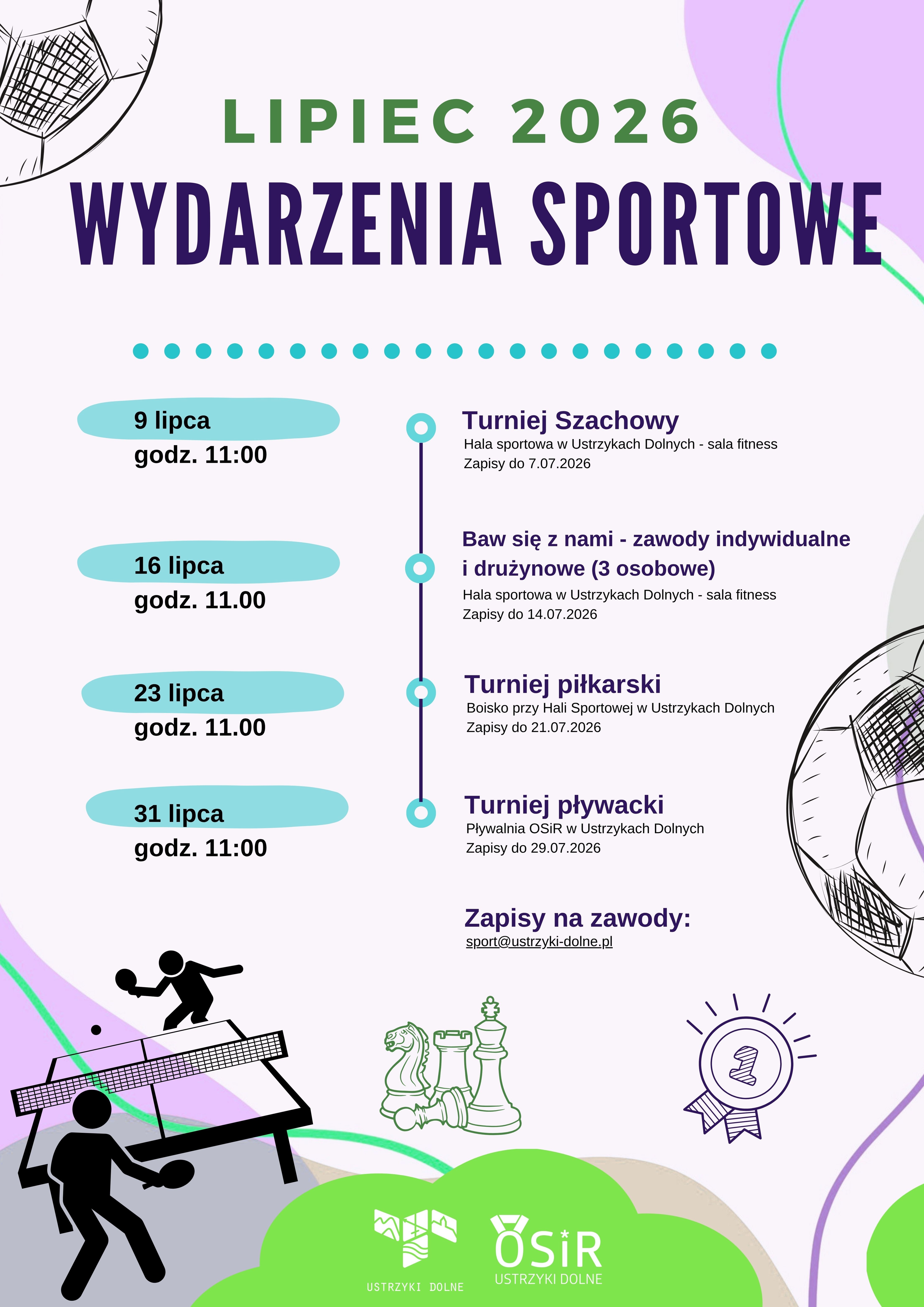 Wydarzenia Sportowe lipiec 2026 Napisy z zawodami